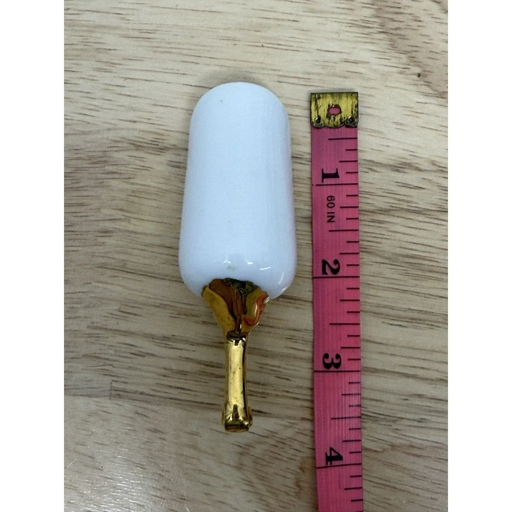 Vintage hand painted‎ porcelain salt scoop Floral Gold Handle #AA